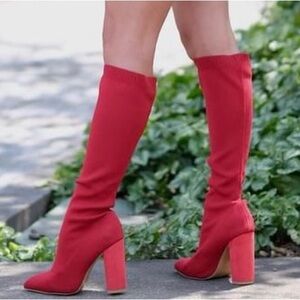 Red high heels boots